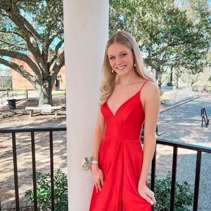 Red/orange silk prom dress!